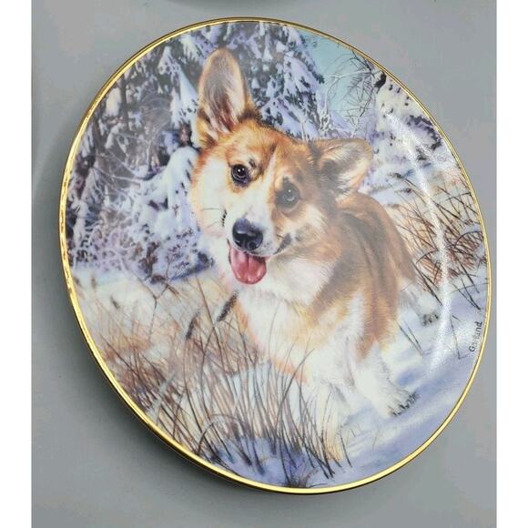 Set of 3 Rick Garland Corgi Collector Plates Faithful Friend Eager To Play Snow - Picture 2 of 7